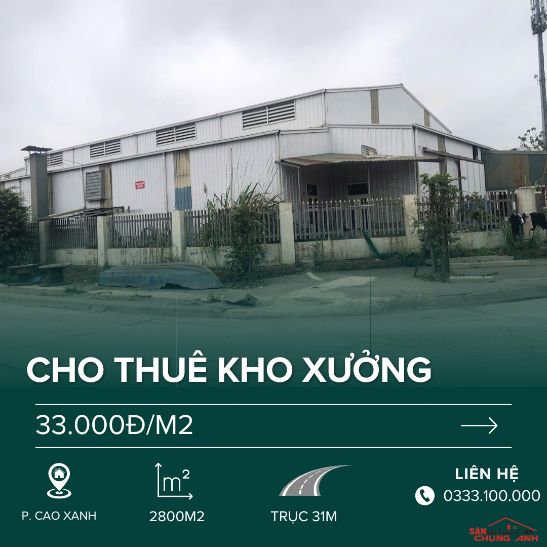 THUÊ KHO XƯỞNG PHƯỜNG CAO XANH - QUẢNG NINH.