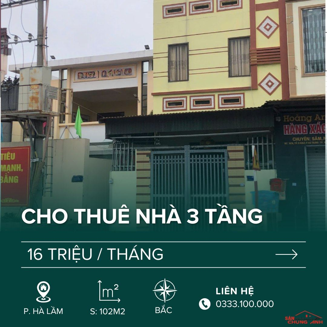 THUÊ NHÀ PHỐ 3 TẦNG PHƯỜNG HÀ LẦM - QUẢNG NINH.