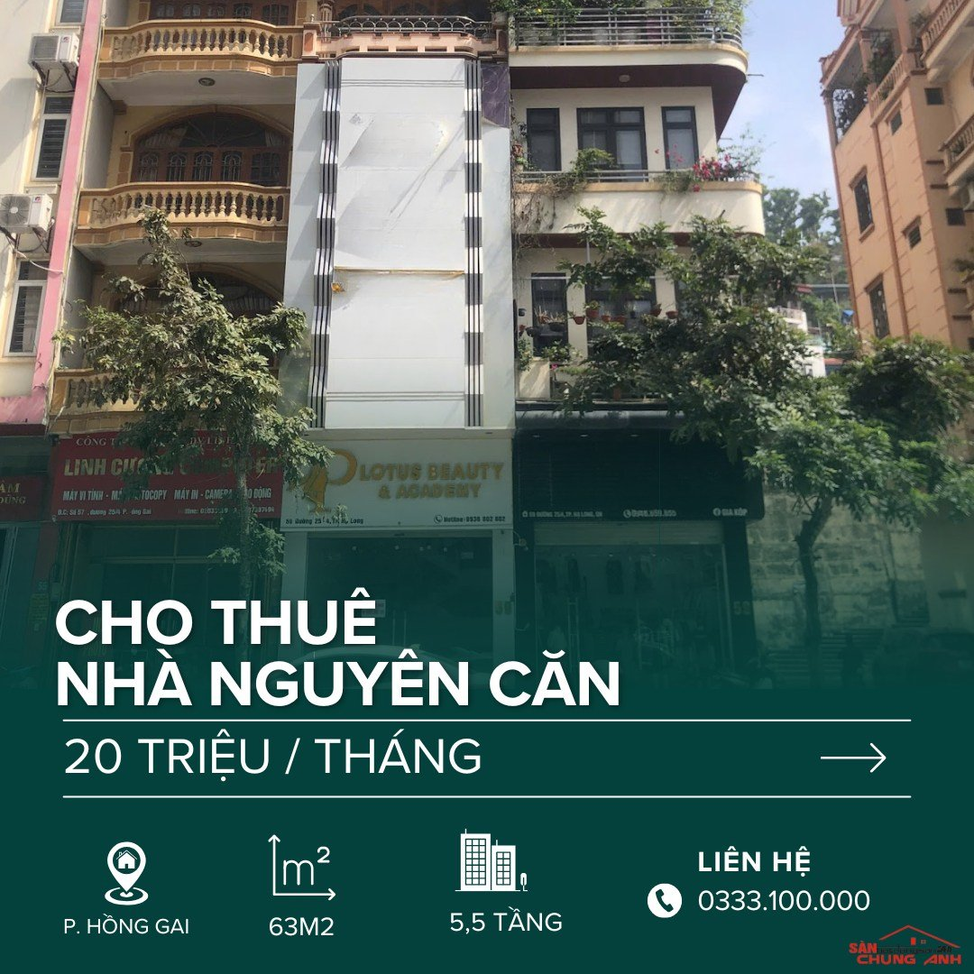 THUÊ NHÀ MẶT PHỐ 5,5 TẦNG PHƯỜNG HỒNG GAI - QUẢNG NINH.