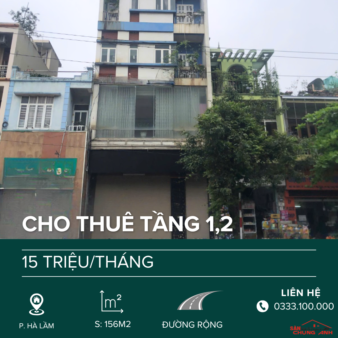 CHO THUÊ TẦNG 1 + 2 PHƯỜNG HÀ LẦM - PHƯỜNG HÀ LẦM - QUẢNG NINH