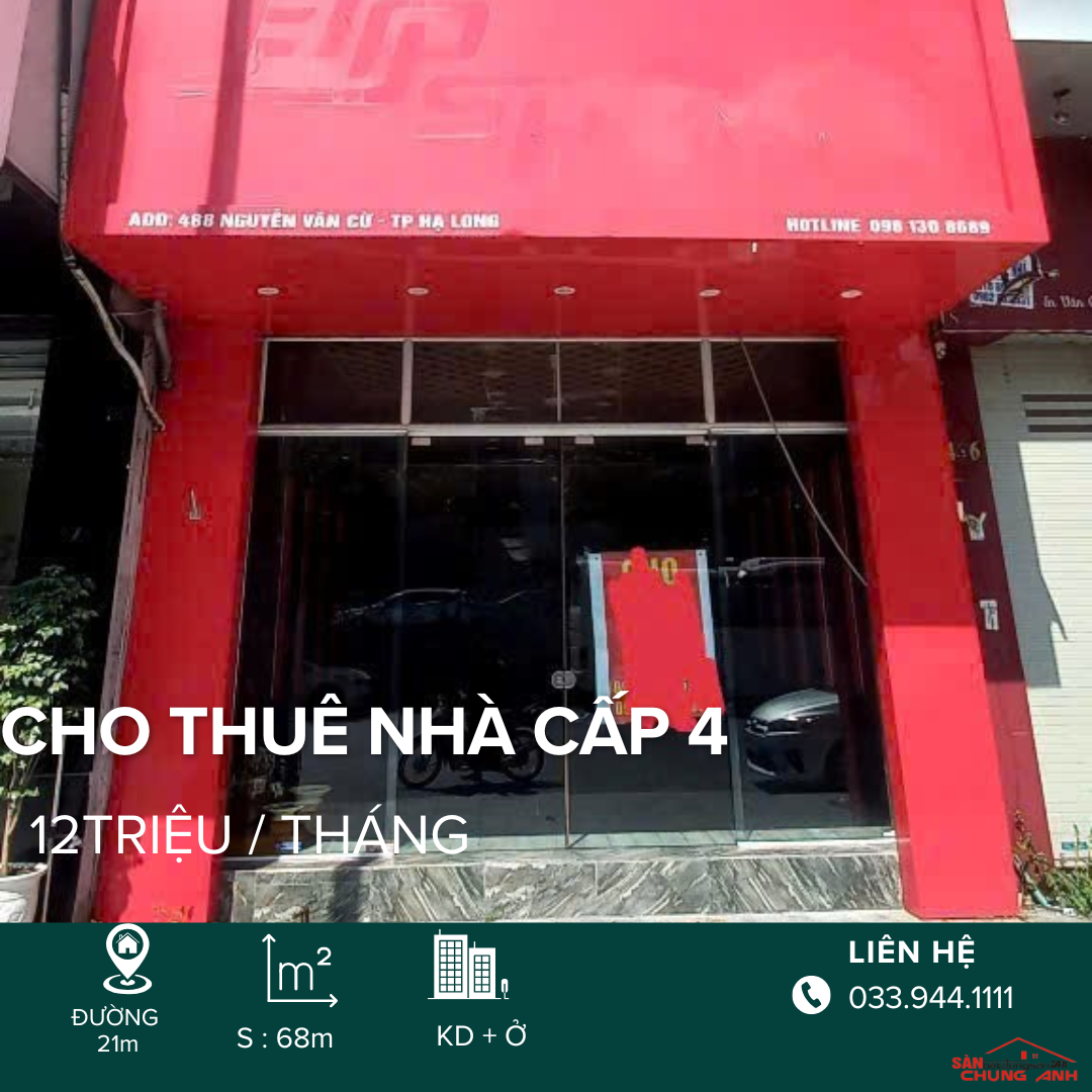 CHO THUÊ NHÀ CẤP 4 - PHƯỜNG HẠ LONG - TỈNH QUẢNG NINH