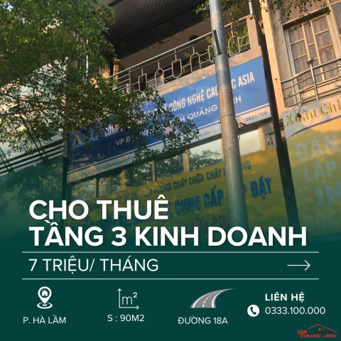 HS11 - THUÊ TẦNG 3 PHƯỜNG HÀ LẦM (CAO THẮNG CŨ) - QUẢNG NINH.