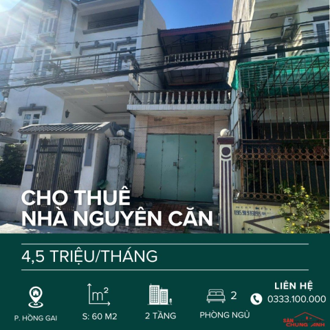 HS32 - THUÊ NHÀ MẶT PHỐ 2 TẦNG PHƯỜNG HỒNG GAI - QUẢNG NINH.