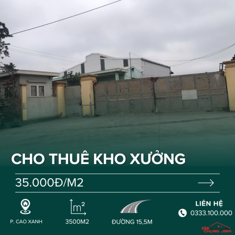 HS102 - CHO THUÊ KHO XƯỞNG KHU CÔNG NGHIỆP HÀ KHÁNH - PHƯỜNG CAO XANH - TỈNH QUẢNG NINH